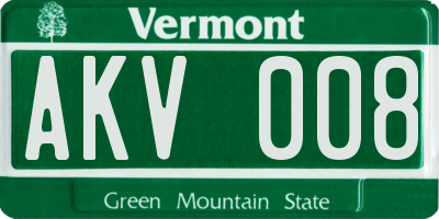 VT license plate AKV008