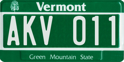VT license plate AKV011