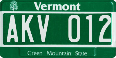 VT license plate AKV012