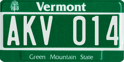VT license plate AKV014