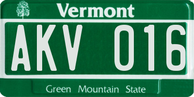 VT license plate AKV016