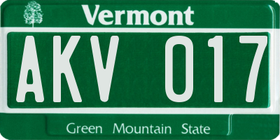 VT license plate AKV017