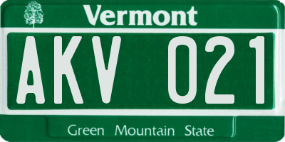 VT license plate AKV021