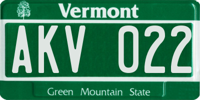 VT license plate AKV022