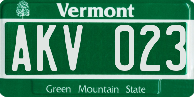 VT license plate AKV023
