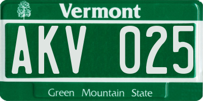VT license plate AKV025