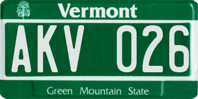 VT license plate AKV026