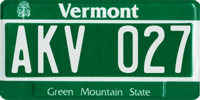 VT license plate AKV027