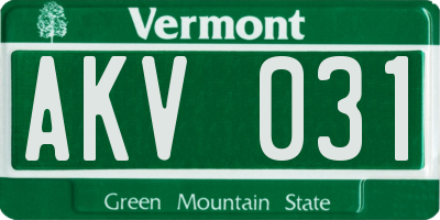 VT license plate AKV031