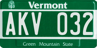VT license plate AKV032