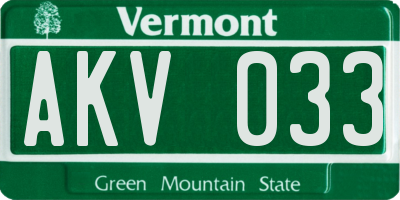 VT license plate AKV033