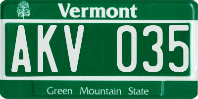 VT license plate AKV035