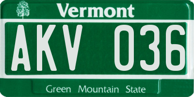 VT license plate AKV036