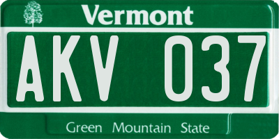 VT license plate AKV037