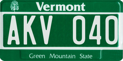 VT license plate AKV040