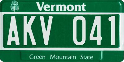 VT license plate AKV041