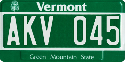 VT license plate AKV045