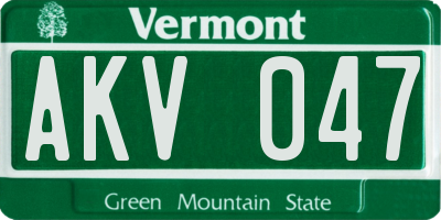 VT license plate AKV047