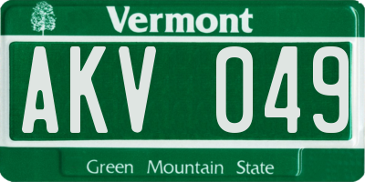VT license plate AKV049