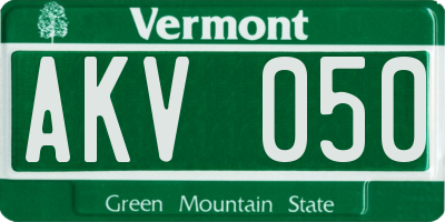 VT license plate AKV050