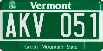 VT license plate AKV051
