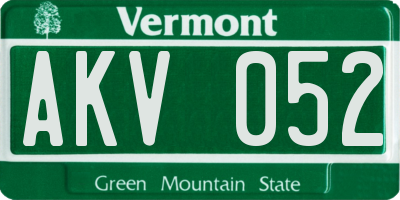 VT license plate AKV052