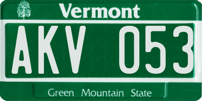 VT license plate AKV053