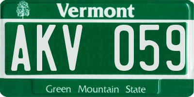 VT license plate AKV059