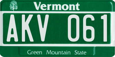 VT license plate AKV061