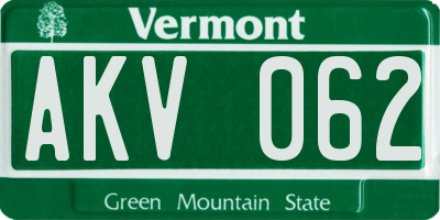 VT license plate AKV062