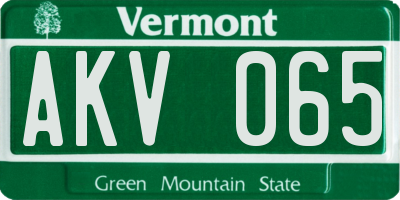 VT license plate AKV065