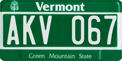 VT license plate AKV067