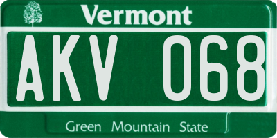 VT license plate AKV068