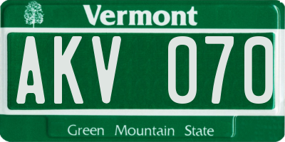 VT license plate AKV070