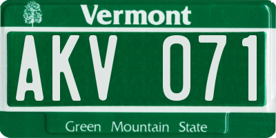 VT license plate AKV071