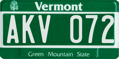 VT license plate AKV072