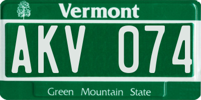 VT license plate AKV074