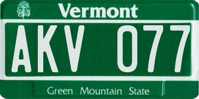 VT license plate AKV077