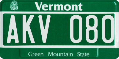 VT license plate AKV080