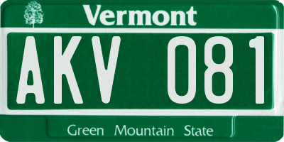 VT license plate AKV081