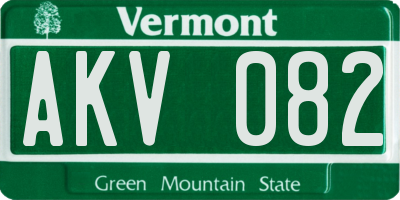 VT license plate AKV082