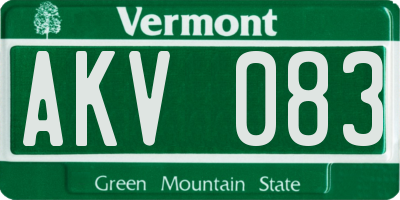 VT license plate AKV083