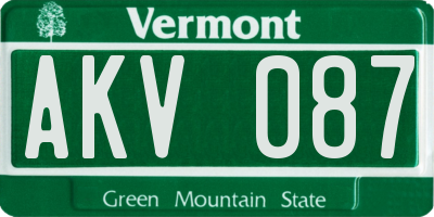VT license plate AKV087