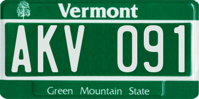 VT license plate AKV091