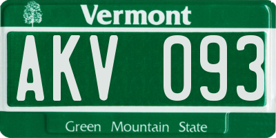 VT license plate AKV093