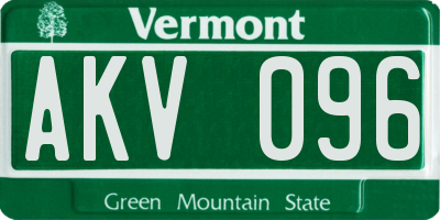 VT license plate AKV096