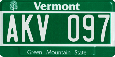 VT license plate AKV097