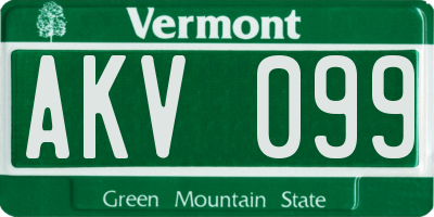 VT license plate AKV099