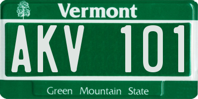 VT license plate AKV101