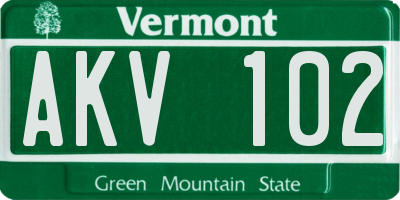 VT license plate AKV102